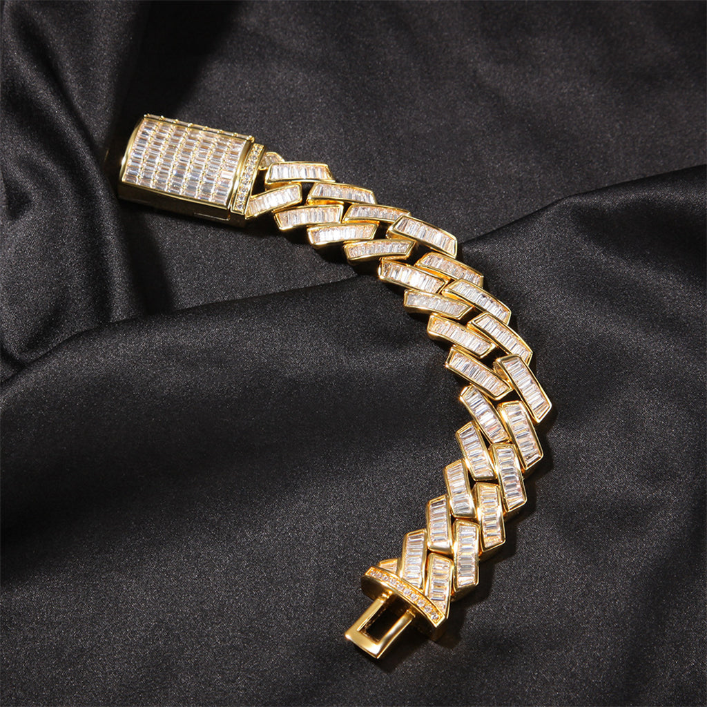 Wholesale Luxury Gold Cuban Link Chain Bracelet Punk Style Pearl