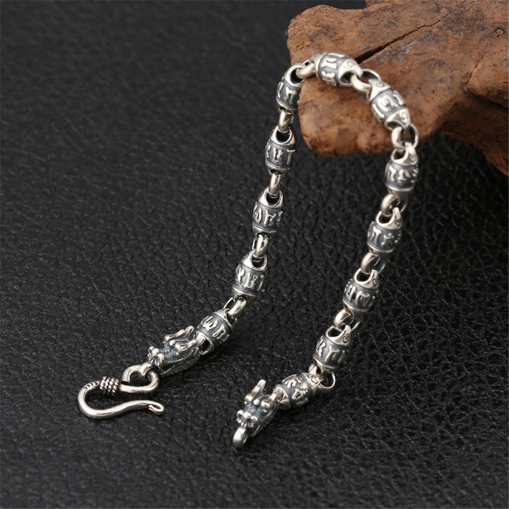 S925 sterling silver dragon head bracelet