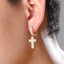 18K Gold Plated CZ Zircon Cross Earrings