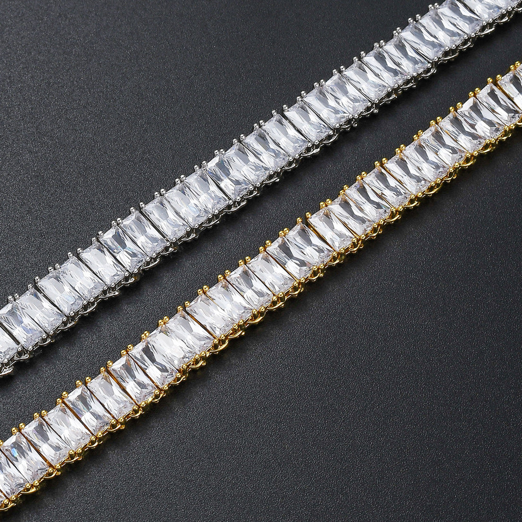 10MM Gold Plated Square Zircon Chain Bracelet