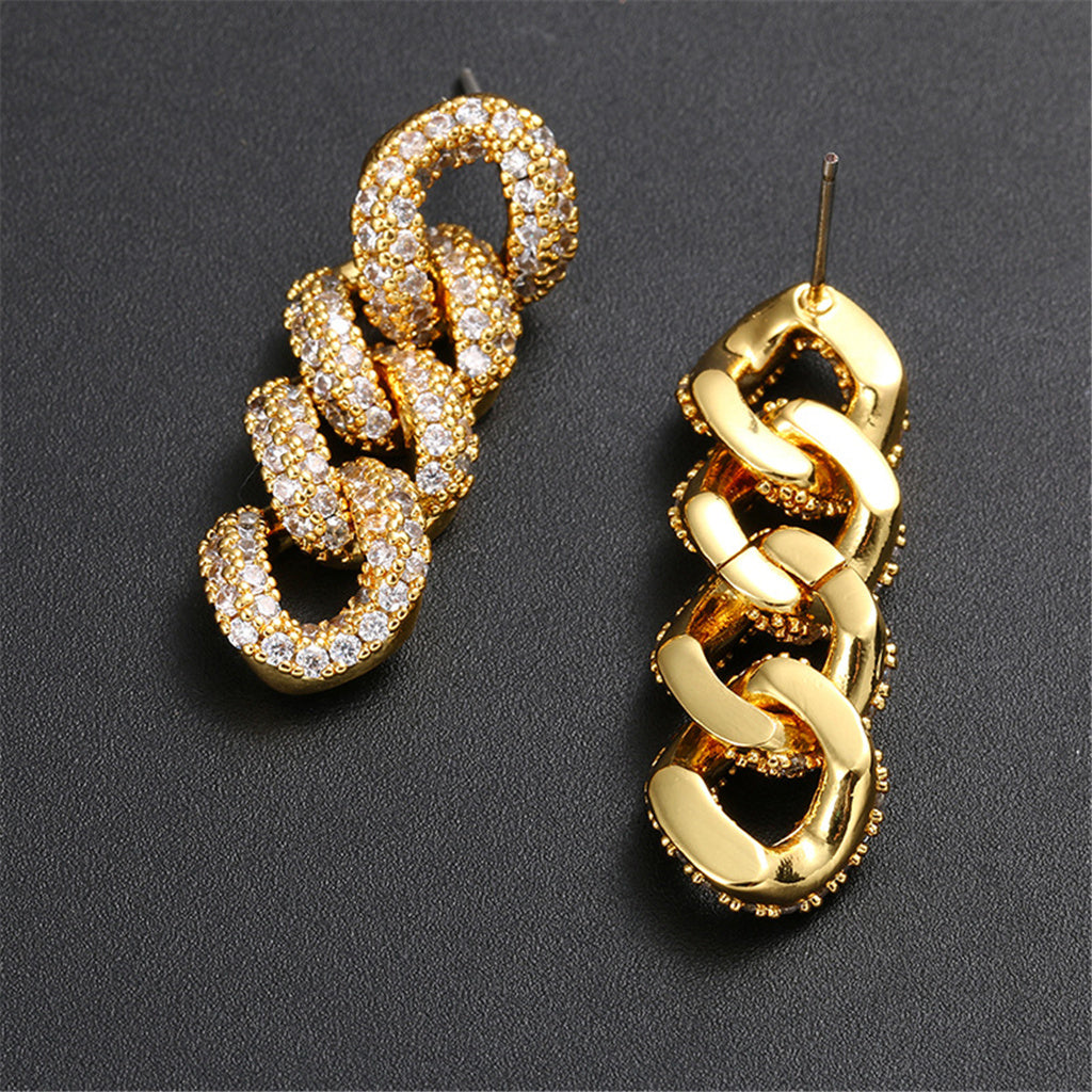 Bling iced out cuban link chain earrings