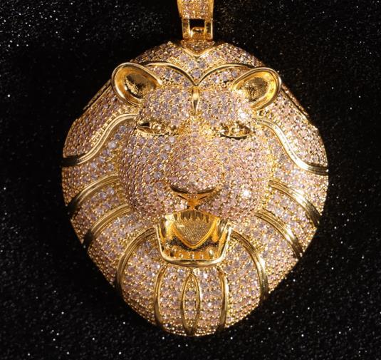 Iced Out Lion Head Pendant Cuban Link Necklace