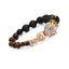 Natural Tiger Eye Stone Leopard Head Charm Bracelet