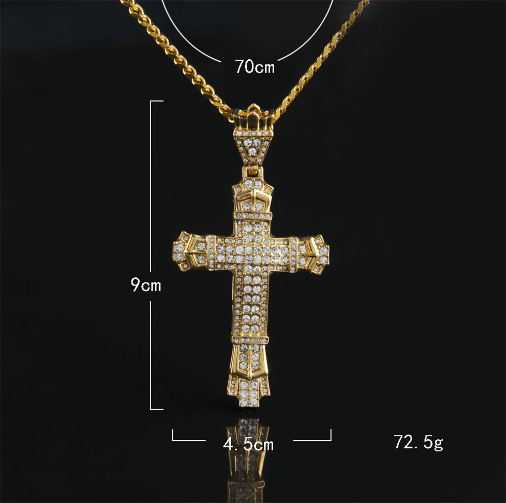 Gold Cuban Cross Pendant Necklace