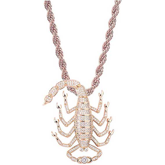 Iced Out Scorpion Pendant Chain Necklace