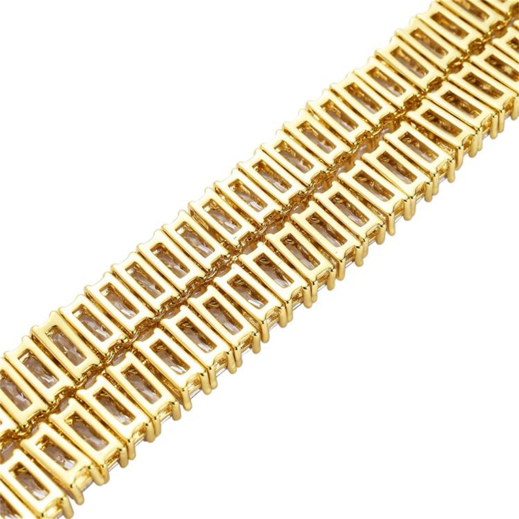 10MM Gold Plated Tennis Chain Rectangle Zircon