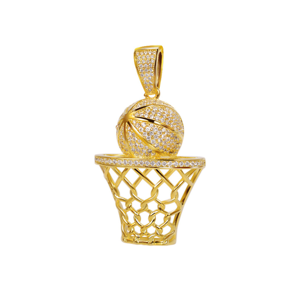 Sterling Silver Punk Basket Ball Pendant Necklaces