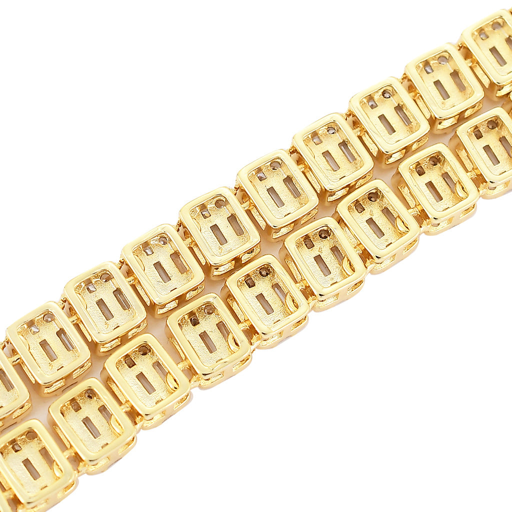9MM Baguette Round Clustered Tennis Chain