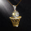 Sterling Silver Punk Basket Ball Pendant Necklaces