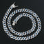 9MM Blue and white zircon Iced Out Cuban Link Bracelet Necklace Chain